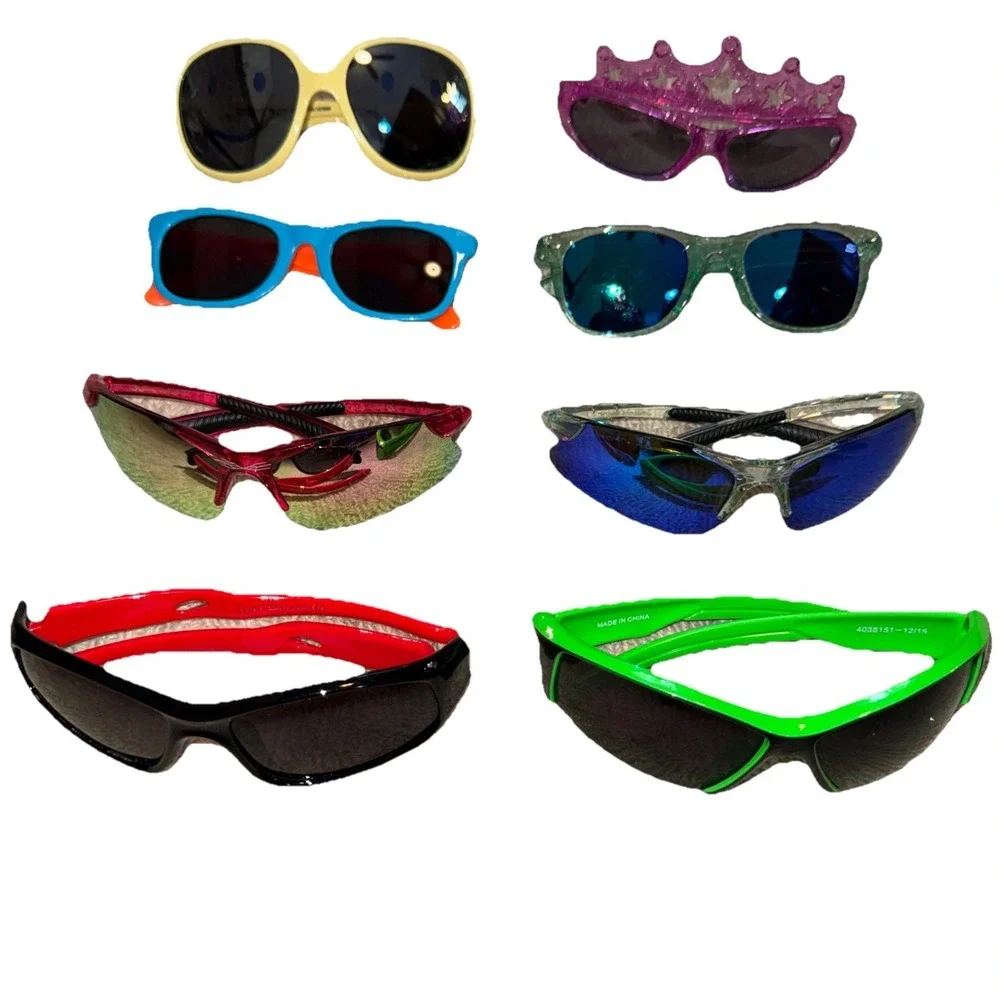 Kids Girls & Boys Sunglasses - Lot Of 8 - Wrap, Princess, Round, Square- Fun